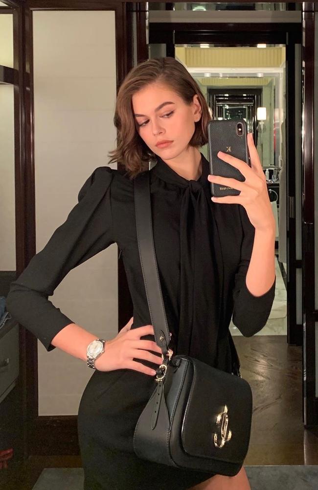 Kaia Gerber with her Maison De Sabre iPhone cover.