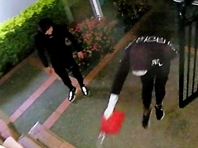 Queensland Police have released security camera vision of two men who they believe may be able to assist with investigations into three arson incidents at Main Beach in the lead up to New Yearâs Eve. Picture: Queensland Police