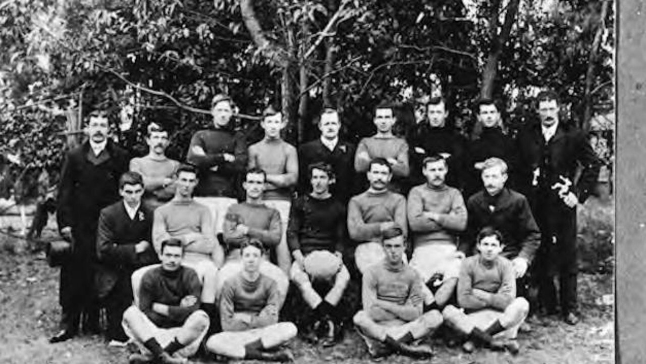 Hornsby Boys Rugby team in 1906. Jimmy Bancks is pictured in the front row, second from left. Picture: Hornsby Shire Council