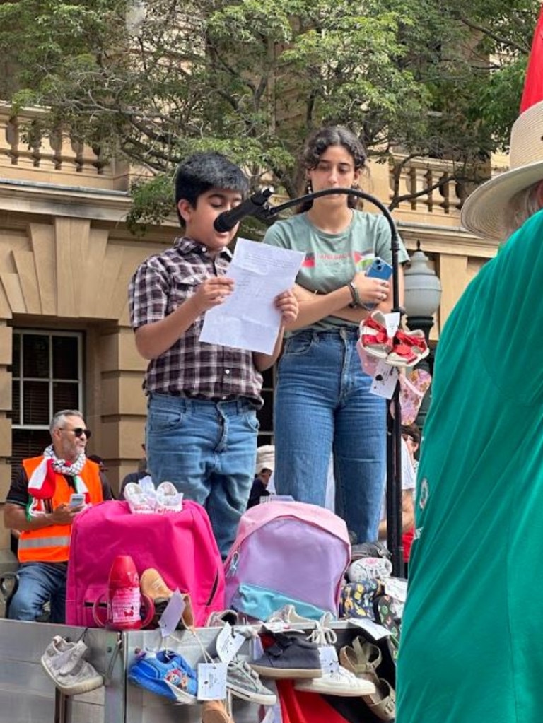 Year 4 student Raza Mehdi spoke at the rally.