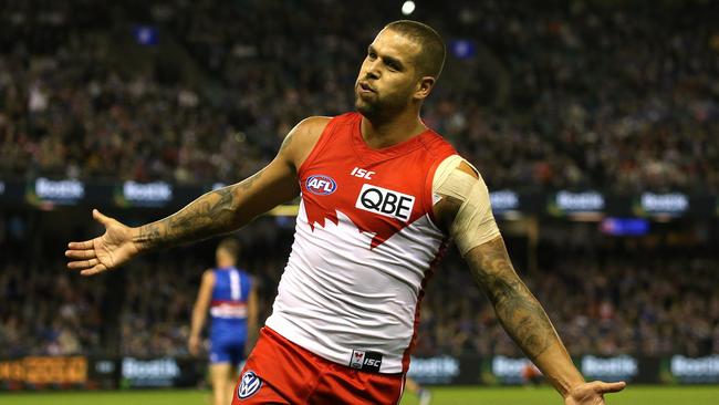 Lance Franklin plays game 250 on Friday night. Photo: Wayne Ludbey