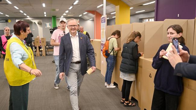 The Prime Minister cast his vote one week ahead of the official polling day on October 14. Picture: NCA NewsWire / Jeremy Piper