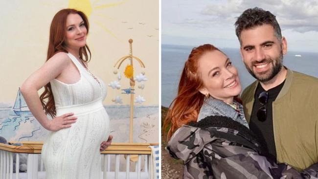 It's the first child for Lindsay and husband Bader. Images: Instagram