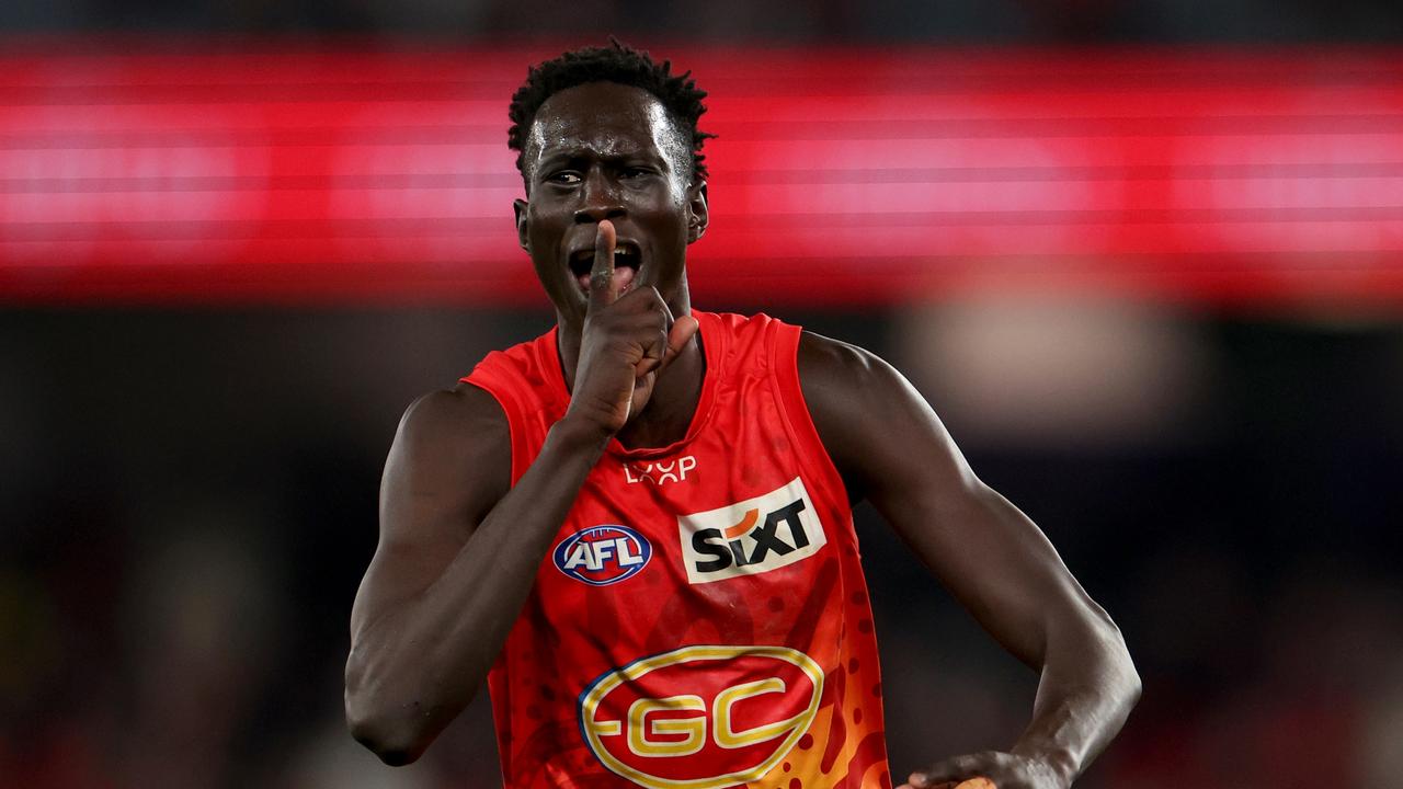 Mac Andrew after kicking the match winner after the siren in round 22. Photo by Jonathan DiMaggio/Getty Images