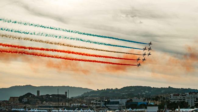 The acrobatic fly-past above the Croisette from the French air force. Picture: Shutterstock