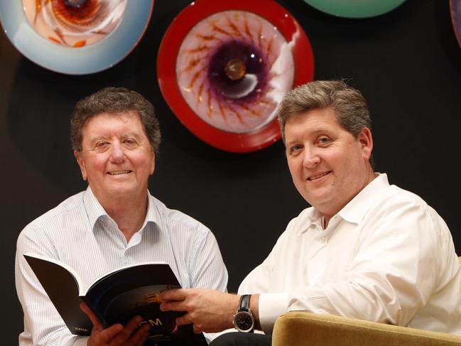 ERM Power , L-R , Trevor St Baker , chairman , and Philip St Baker , MD , in their Brisbane office foyer.