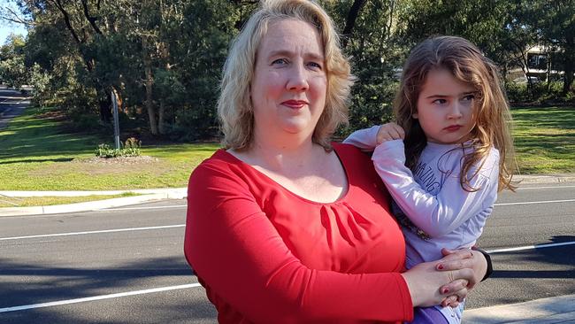 Ringwood East's Catherine fears her young daughter, who has special needs, could easily get hit by a car after Maroondah Council rejected her application for a fence. Picture: Kiel Egging.