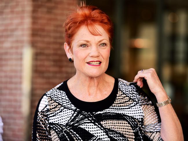 Pauline Hanson in Townsville to endorse her One Nation Candidate for Thuringowa, Troy Thompson. Picture: Alix Sweeney