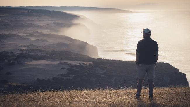 Sam Atkins pictured at the site of The Cliffs Kangaroo Island golf course. Picture: Jacob Sjoman