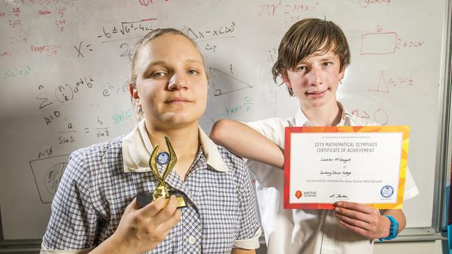 Sunbury Downs College students Lily Morgan and Lachlan McDougall did well in an International Maths Olympiad. Picture: Rob Leeson.