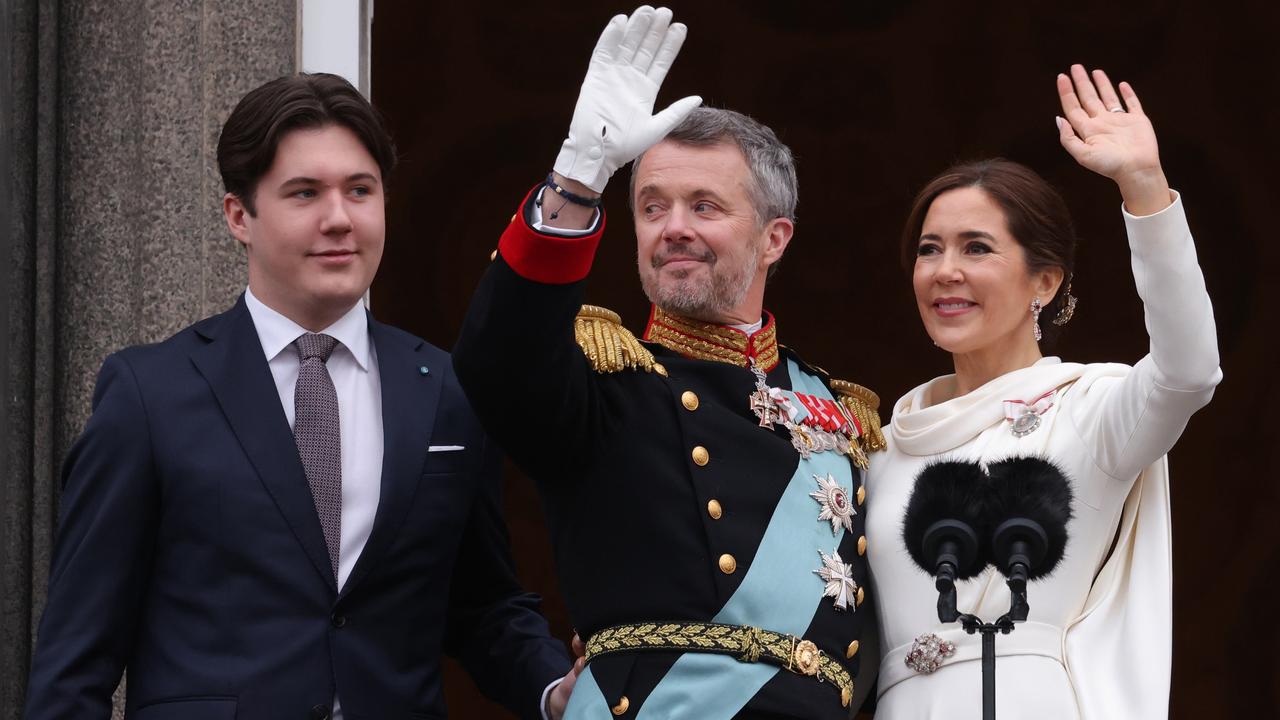 Crown Prince Christian joins the new King and Queen. Picture: Sean Gallup/Getty