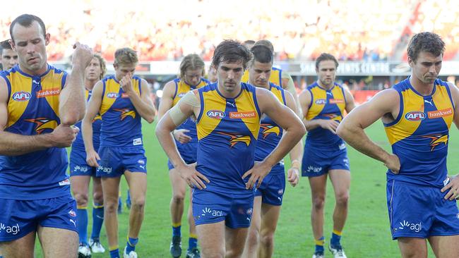 Losses to teams such as Gold Coast raises questions over West Coast’s flag credentials. Picture: Getty Images