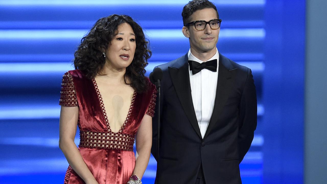 The pair nailed their short presenting stint at this year’s Emmys. Picture: Chris Pizzello/Invision/AP