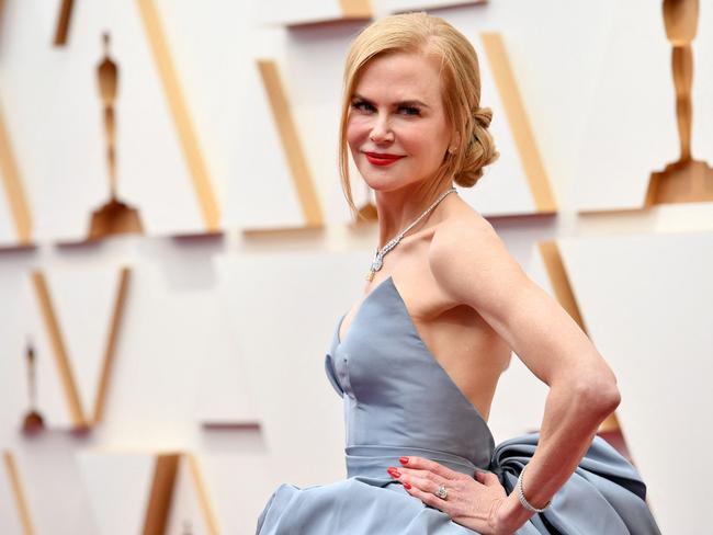 Nicole Kidman, in baby blue Armani, at the Oscars. Picture: Getty Images