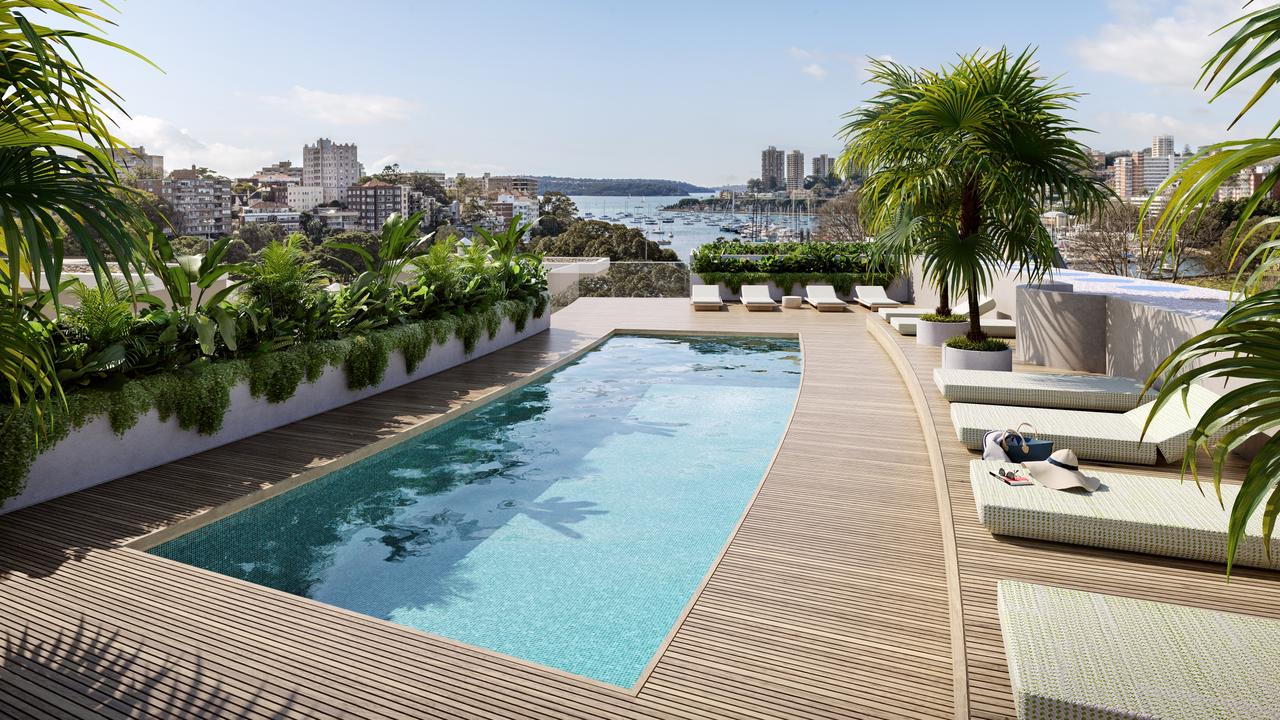 An artist’s impression of the communal pool of the Nautique apartment block.