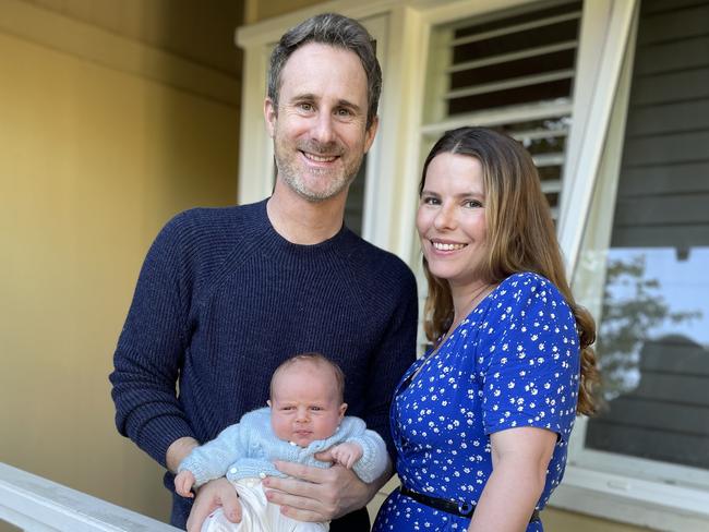 Craig Silvey with his partner Clare Testoni and their baby Matilda