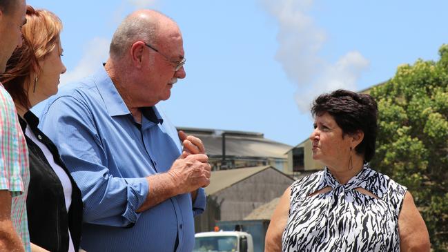 Leichhardt MP Warren Entsch speaking with Far Northern Milling director and Canegrowers Tableland chairwoman Maryann Salvetti at the Mossman Mill. Picture: GIZELLE GHIDELLA