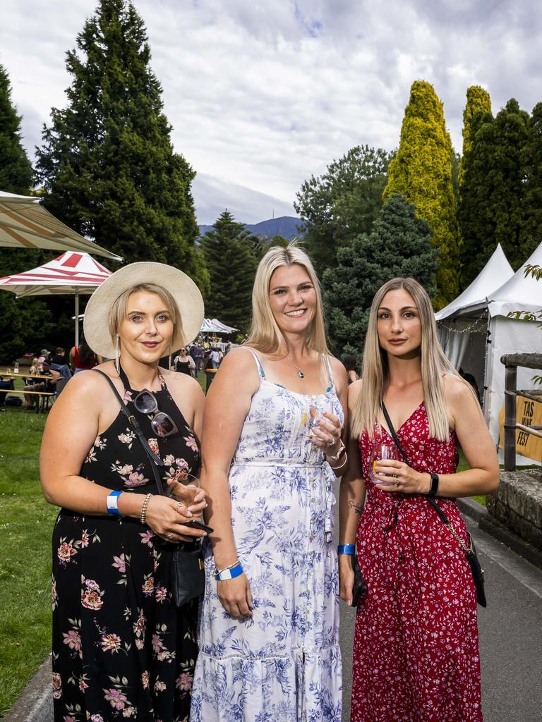 Kellie Mackey, Loren Taylor, Astyey Norris. TAS Wine Festival. Picture: Caroline Tan