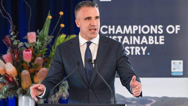 Premier Peter Malinauskas at an April 4 launch of green steel plans at Whyalla. Picture: GFG ALLIANCE/Brenton Edwards