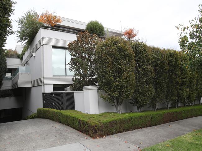 An apartment in this Toorak complex is part of a family dispute going through the courts. Picture: David Crosling