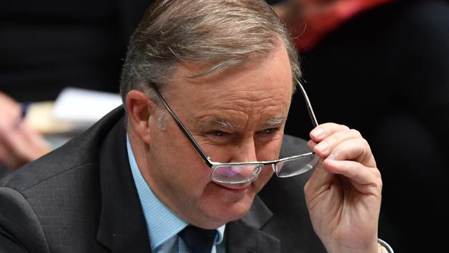 Opposition Leader Anthony Albanese gets serious during Question Time. Picture: AAP