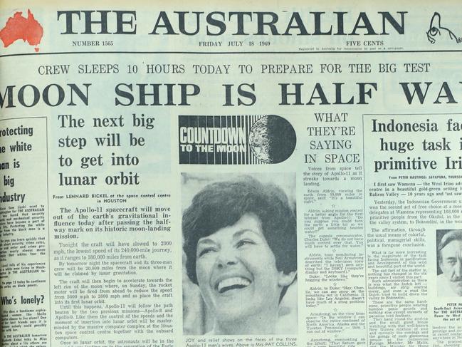 8/7/19: July 18 1969...The 1969 Moon landing as covered by The Australian Newspaper. John Feder/The Australian.