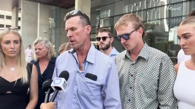 Michelle Wolff’s husband Gavin speaks outside court