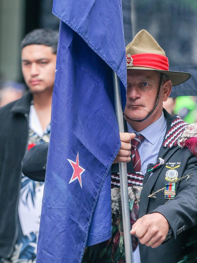 The NZ contingent in Brisbane for the 2023 ANZAC Day March.Picture: NCA NewsWire / Glenn Campbell