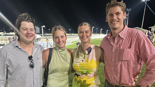 Magic Millions twilight meeting punters (from left) Matty Deasy, Keely Russell, Shelby Barker and Patrick Walker