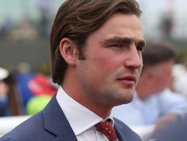 Trainer David Eustace is seen after Jockey Linda Meech rides Star Fall to win race 1, the John Duff & Co 3YO BM70 Handicap, during the Pakenham Cup Race Day at Pakenham Racecourse in Tynong, Saturday, December 8, 2018. (AAP Image/David Crosling) NO ARCHIVING, EDITORIAL USE ONLY