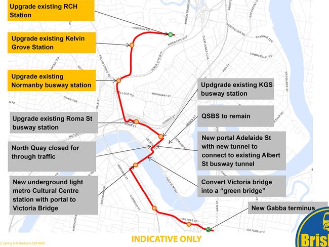 The proposed Brisbane Metro map.