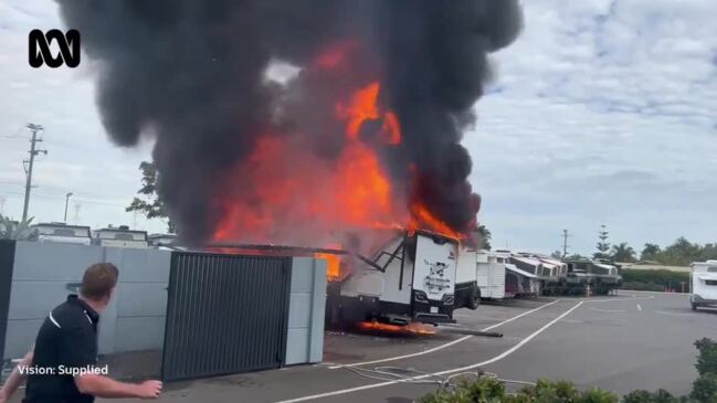 ‘Destroyed’: Bundaberg caravan goes up in flames