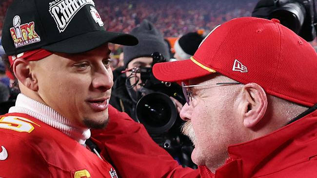 Chiefs star Patrick Mahomes and coach Andy Reid. Photo: AFP.