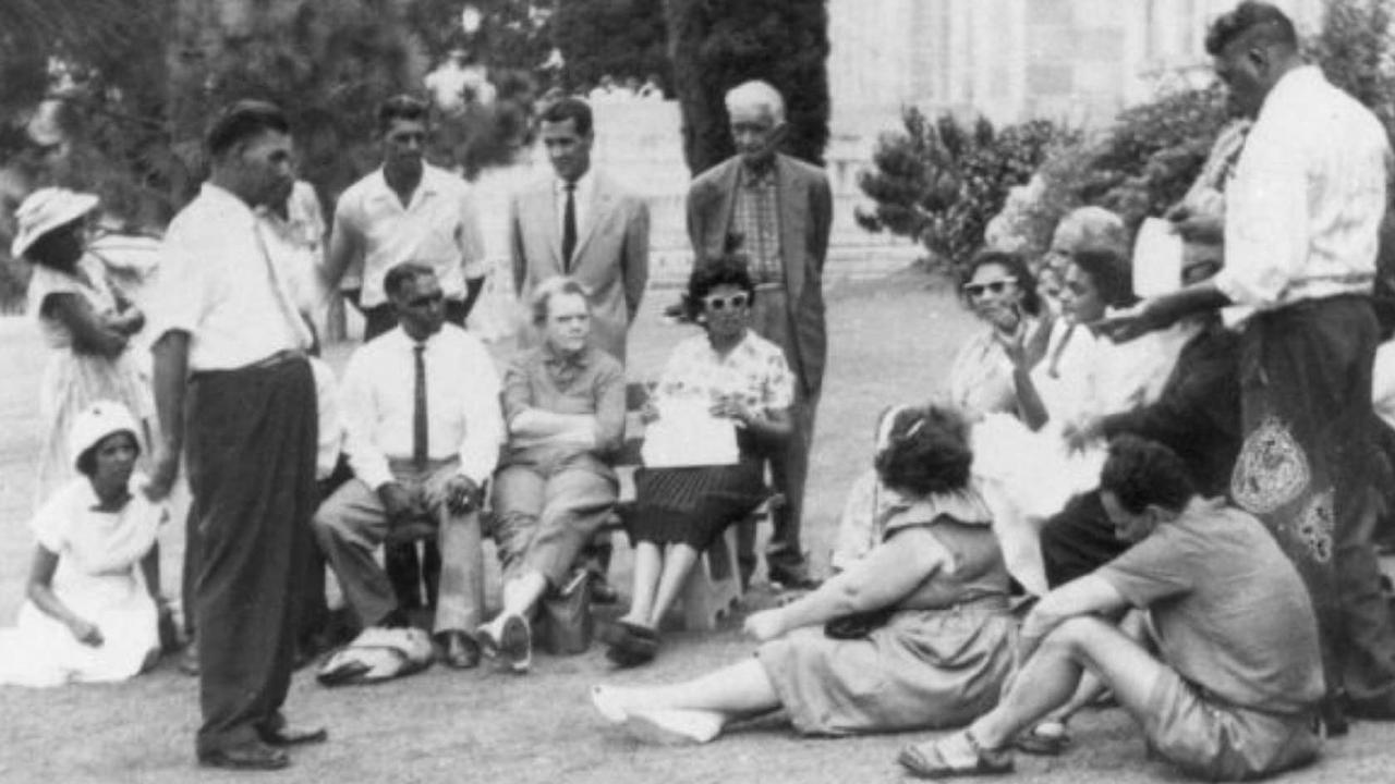 Joe McGinness, Charles Perkins and others campaigning at the University of Queensland in 1967 for the changing of Australian constitution.