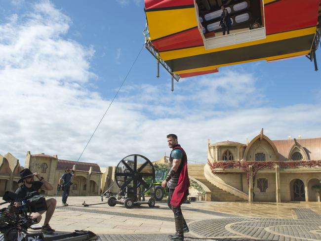 Chris Hemsworth films Thor: Ragnarok at Village Roadshow Studios on the Gold Coast. Photo: Jasin Boland.