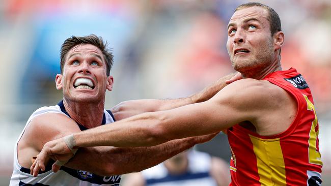 Tom Hawkins is struggling for form and fitness. Picture: Russell Freeman/AFL Photos via Getty Images.