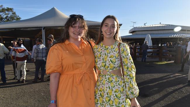Lana and Breenna at the Roma Rugby Races at Bassett Park on Saturday June 24, 2023. Picture: Chloe Cufflin.