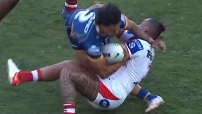 Tyrell Fuimaono was suspended for five weeks for his ‘hip drop’ tackle on Haze Dunster.