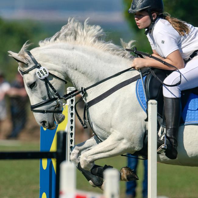 Chalie Cole, 15, and Outback Angel competing on the third and final day of the Royal Darwin Show. Picture: Glenn Campbell