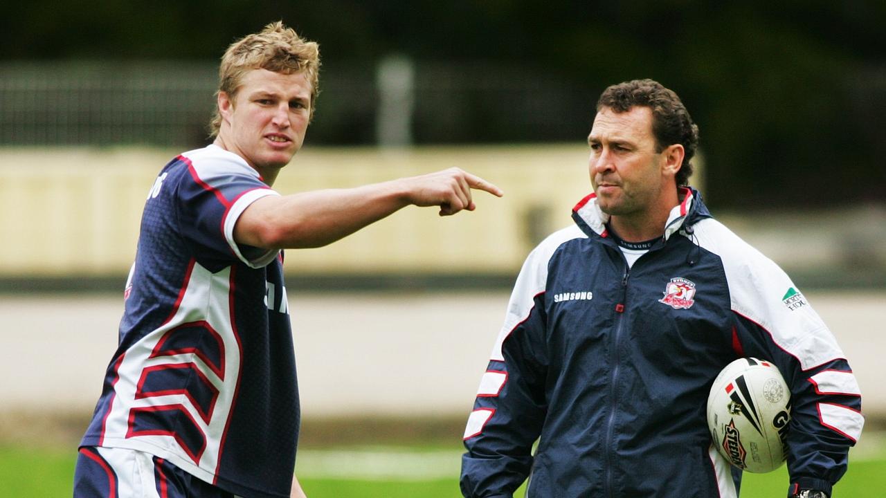 Brett Finch (L) traded some ruthless barbs with Ricky Stuart during their time at the Roosters.