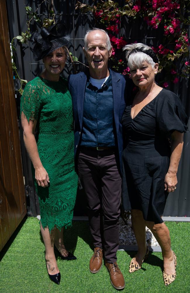 Neridah Lock, left, with Teresa and Deane Williams from Huskisson at Flamin Galah Brewery in Huskisson for Melbourne Cup Day. Picture: Nathan Schmidt