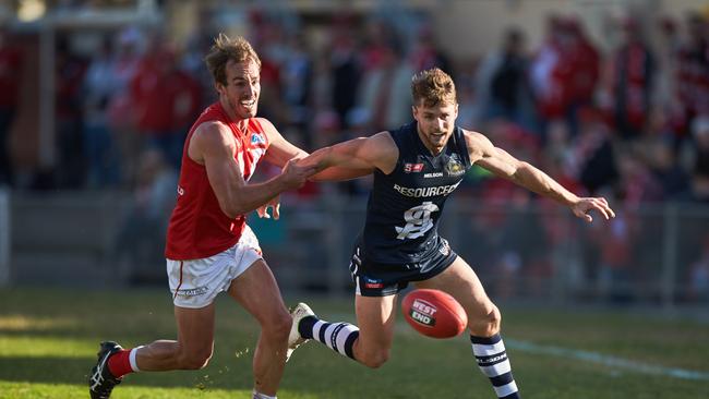 Former South Adelaide star Xavier Gotch dominated through the middle for Broadview. Picture: MATT LOXTON