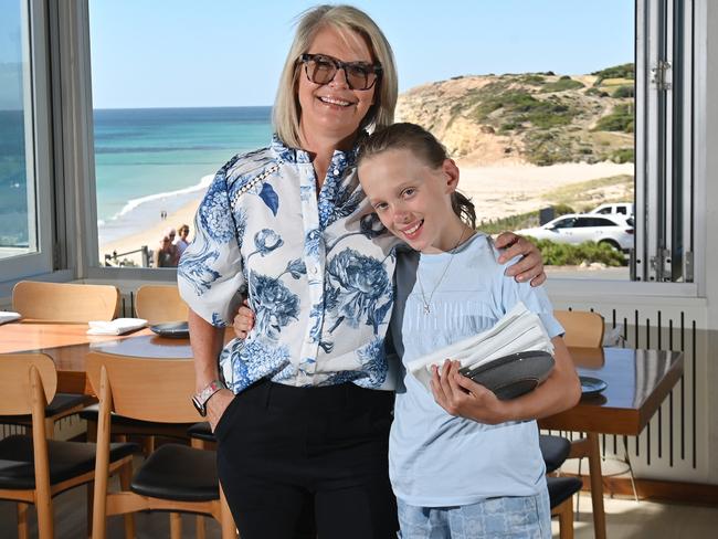 9/2/24. Maggie, 12, works about 4 hours a month at her family's restaurant, the Star of Greece.(mum and restaurant owner Nikki Govan).Picture: Keryn Stevens