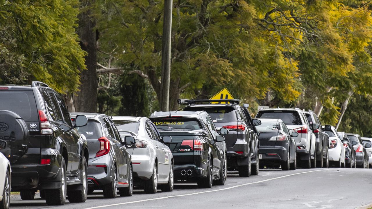 Darling Downs Health Service's Covid-19 coronavirus drive-through testing at Baillie Henderson Hospital. Picture: Kevin Farmer