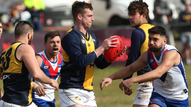 Bailey Jordan in action for Hurstbridge. Picture: Hamish Blair