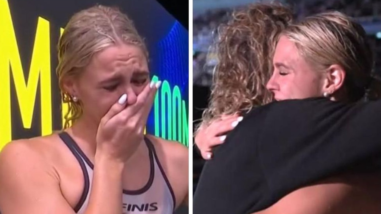 Shayna Jack broke down after achieving a lifelong dream. Photos: Channel 9.