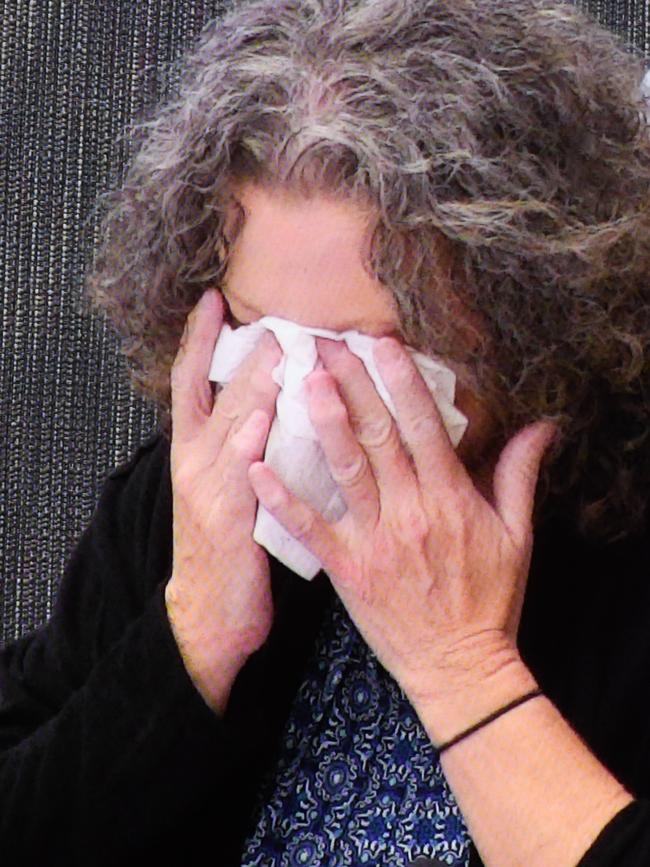 Folbigg breaks down while being questioned about the deaths of her four children. Picture: Peter Rae