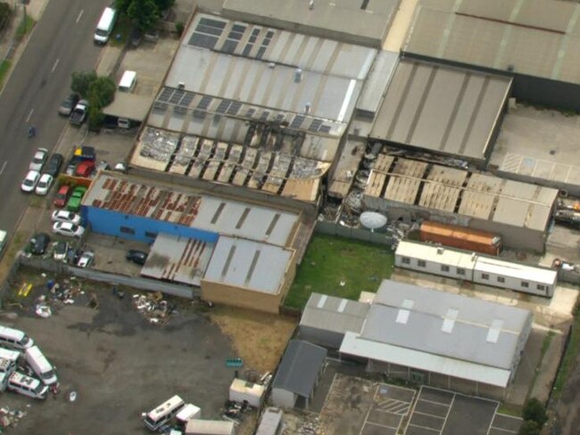 Two men died in the factory fire in Sunshine North. Picture: 7 News