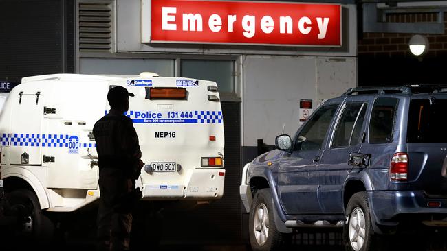 A police van outside Sydney’s Nepean hospital. Picture: Toby Zerna