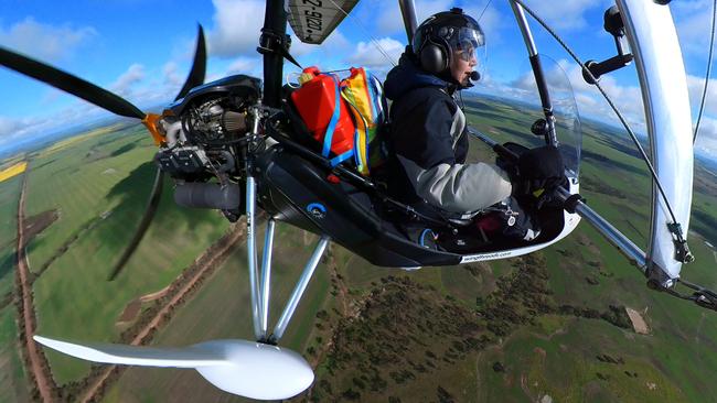 Milly Formby on her journey around Australia flying a microlight to raise awareness about migratory shorebirds. Picture: Facebook